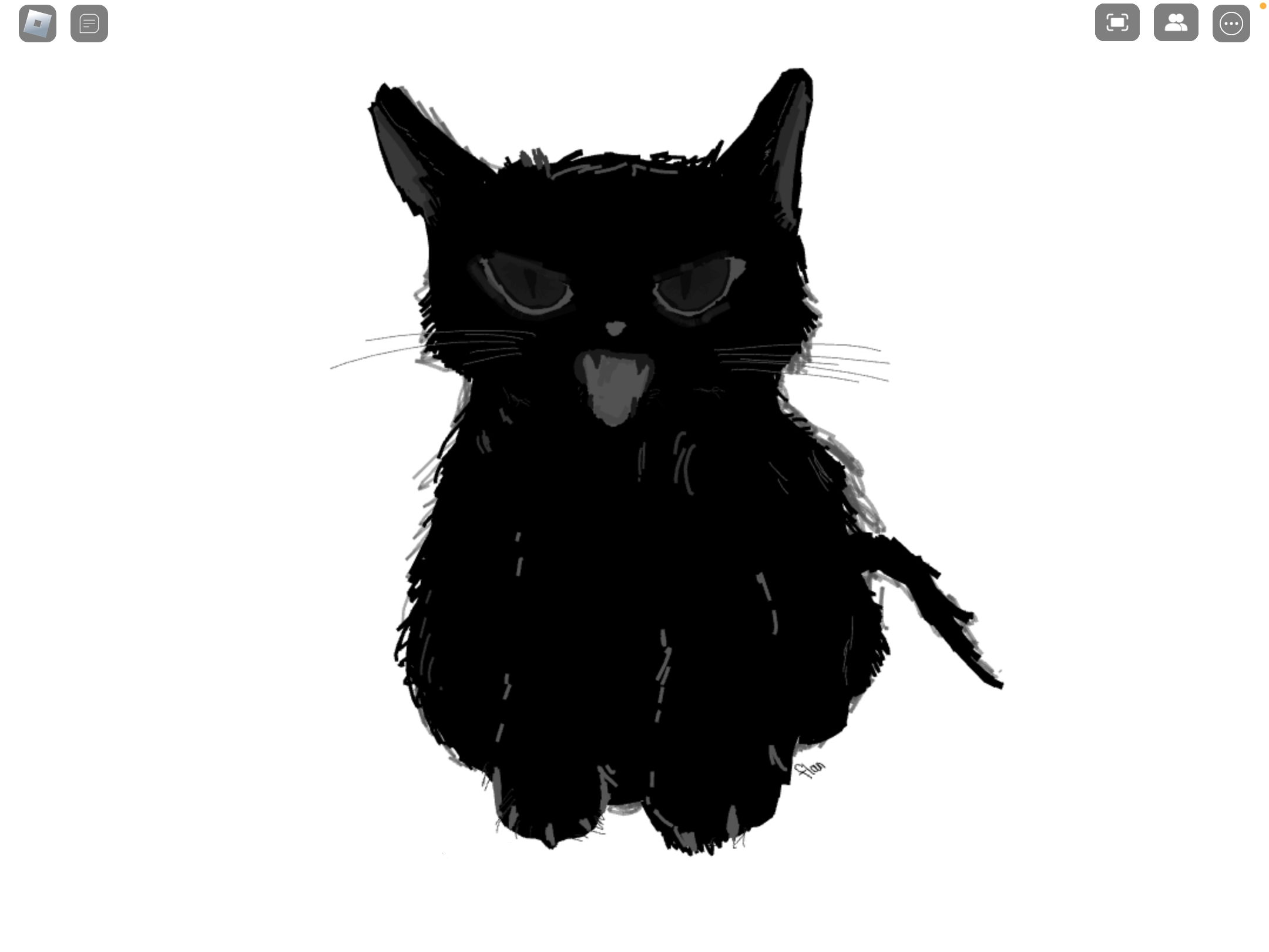 Drawing of an angry black cat!